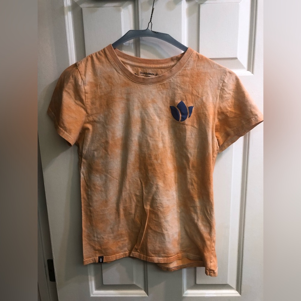 Dutch Bros orange tie dye t shirt unisex size L
